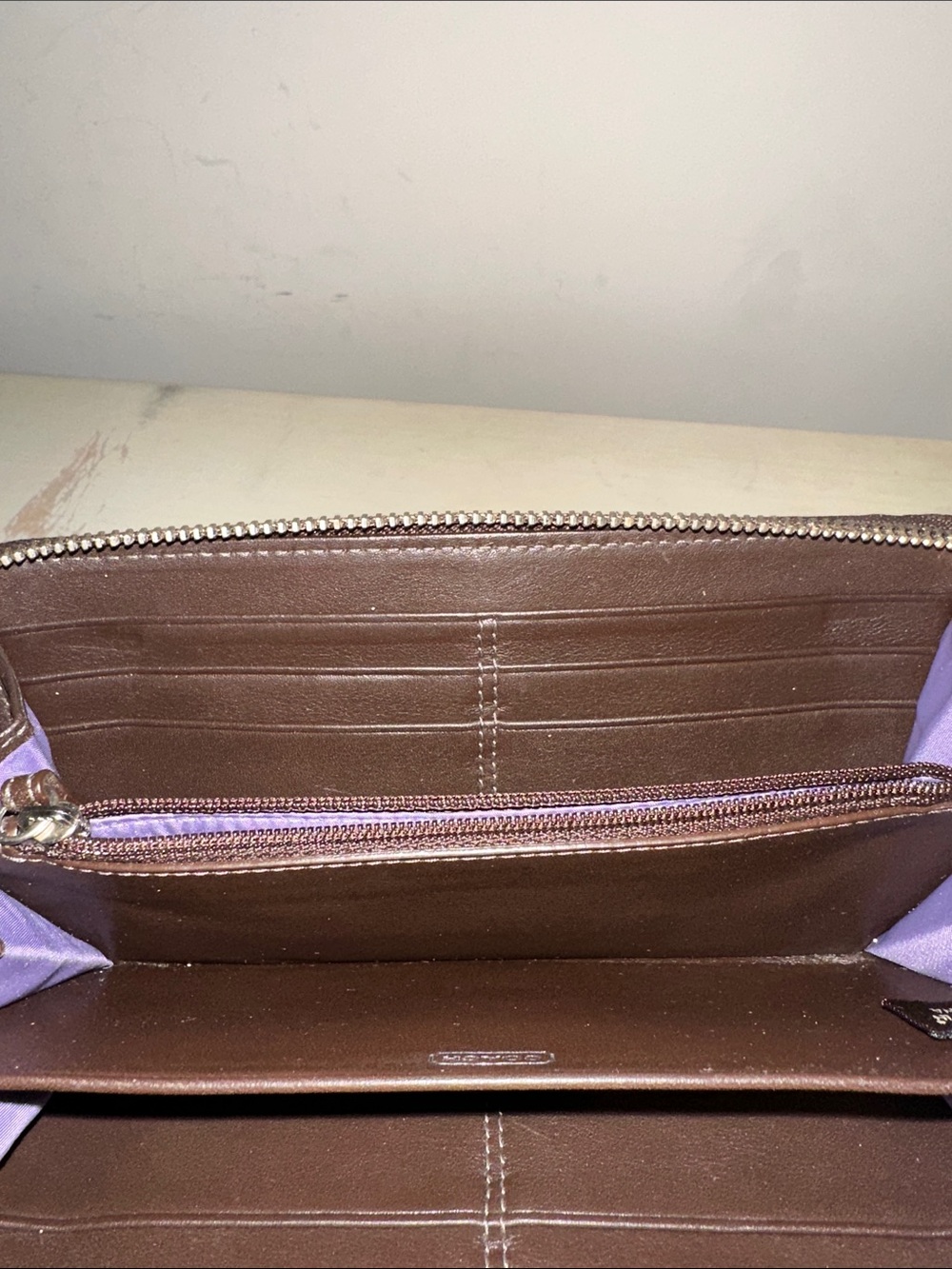 Coach Dark Brown leather wallet with Silver hardware - Picture 8 of 9